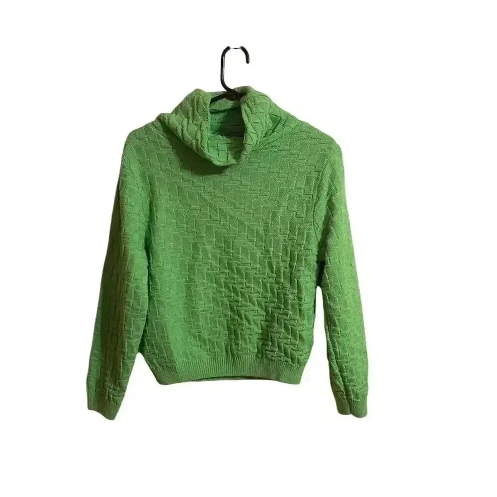 ASOS Women's Size 4 Lime Green Cowl Neck Cable-Knit Sweater